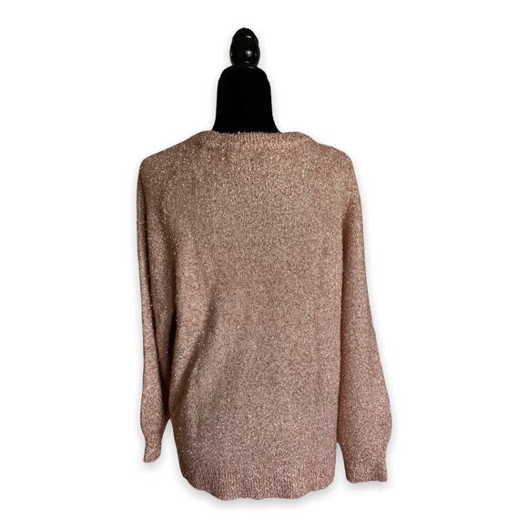 LOFT Plus Womens Sweater Size 14 Ann Taylor Pink Oatmeal Heather Shimmer NEW - Picture 3 of 5